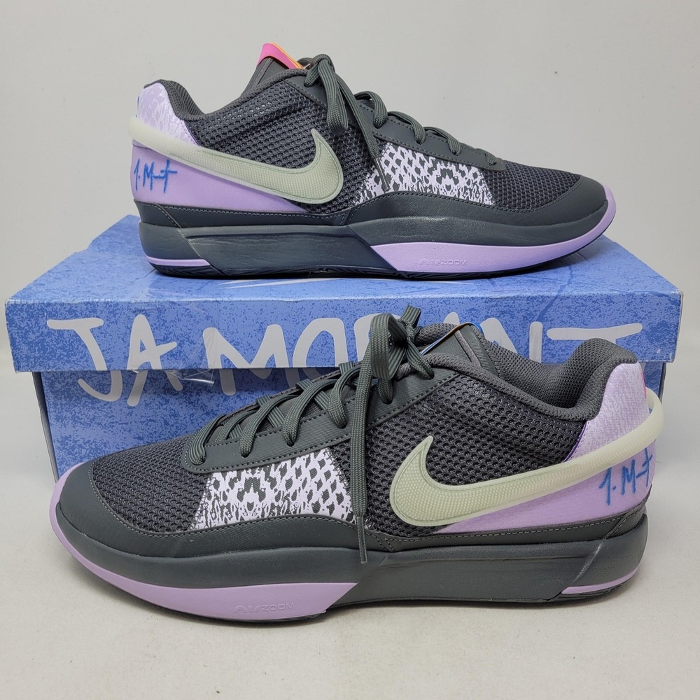 Nike Ja 1 Shoes Mens Size 12 Gray Purple Animal Print Basketball FQ4796-001
